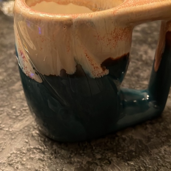 Set of 4 Vintage Padilla Glazed Ombré Ceramic Mugs w/ Wood Stacking Rack - Picture 5 of 10